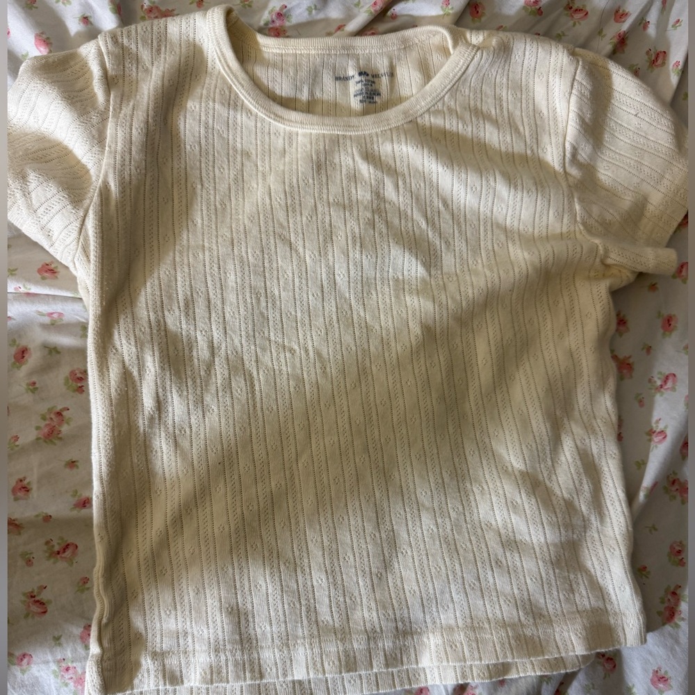 brandy melville cream ashlyn eyelet cropped tee